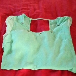 Mine Light Green Women's Blouse with Cutout